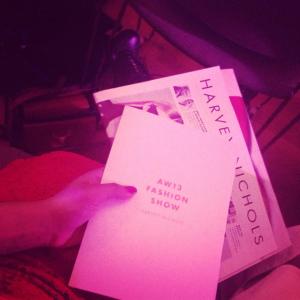 Booklet pack from the Harvey Nichols A/W 13 Fashion Show